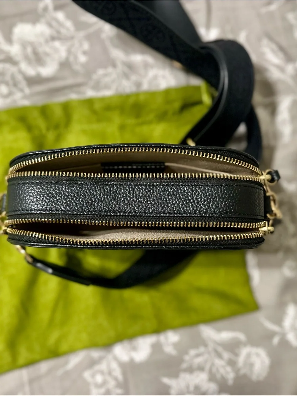 Tory Burch Black Pebbled Miller Leather Crossbody